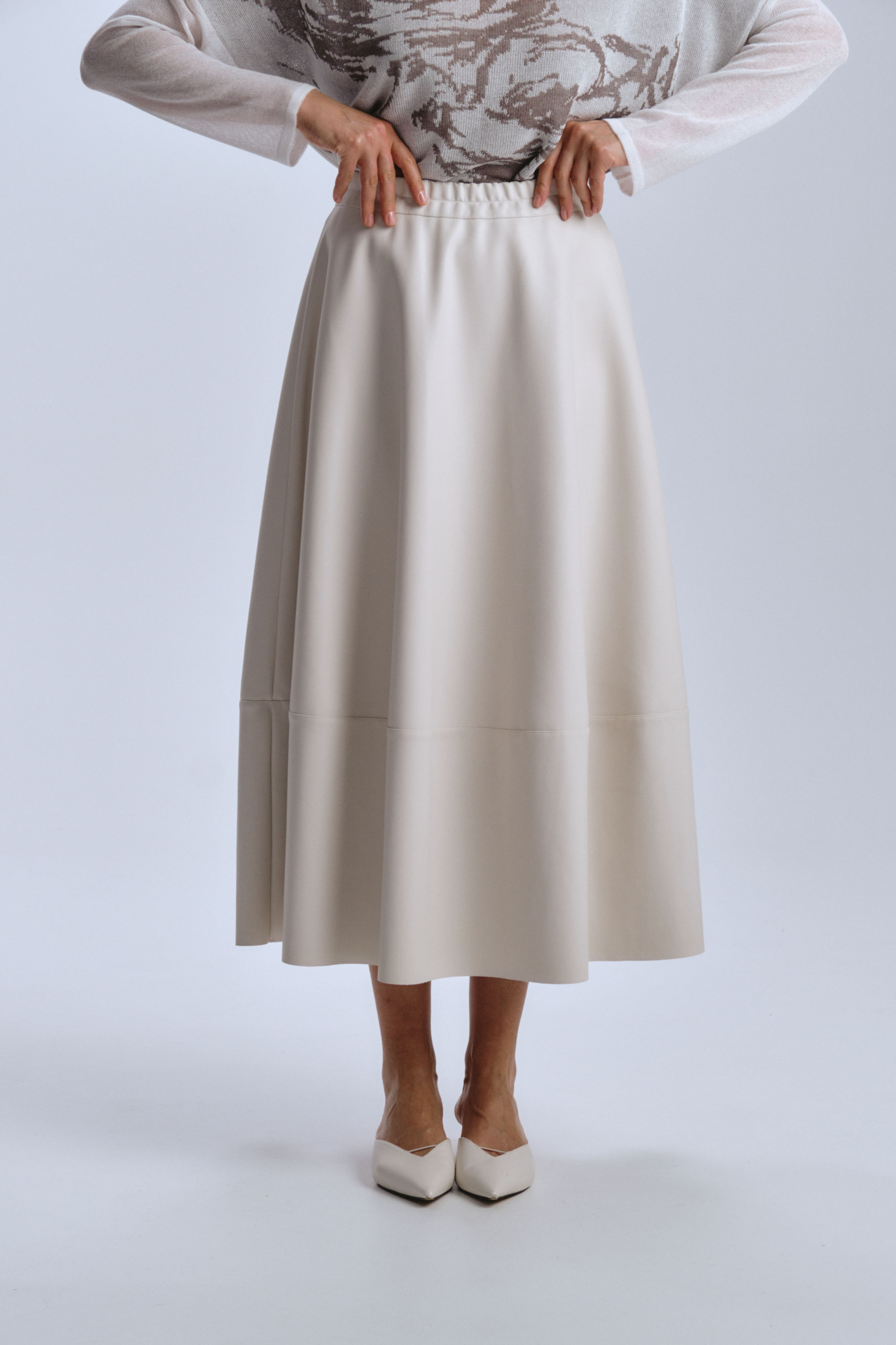 Юбка клеш, кожа