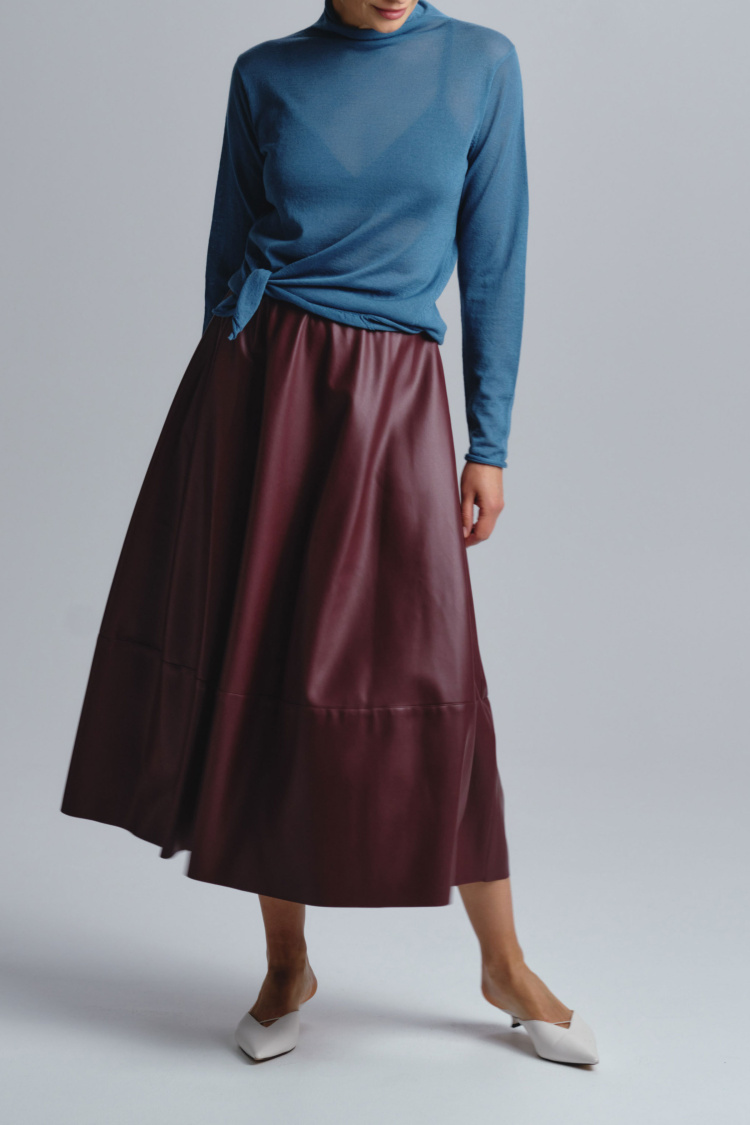 Юбка клеш, кожа