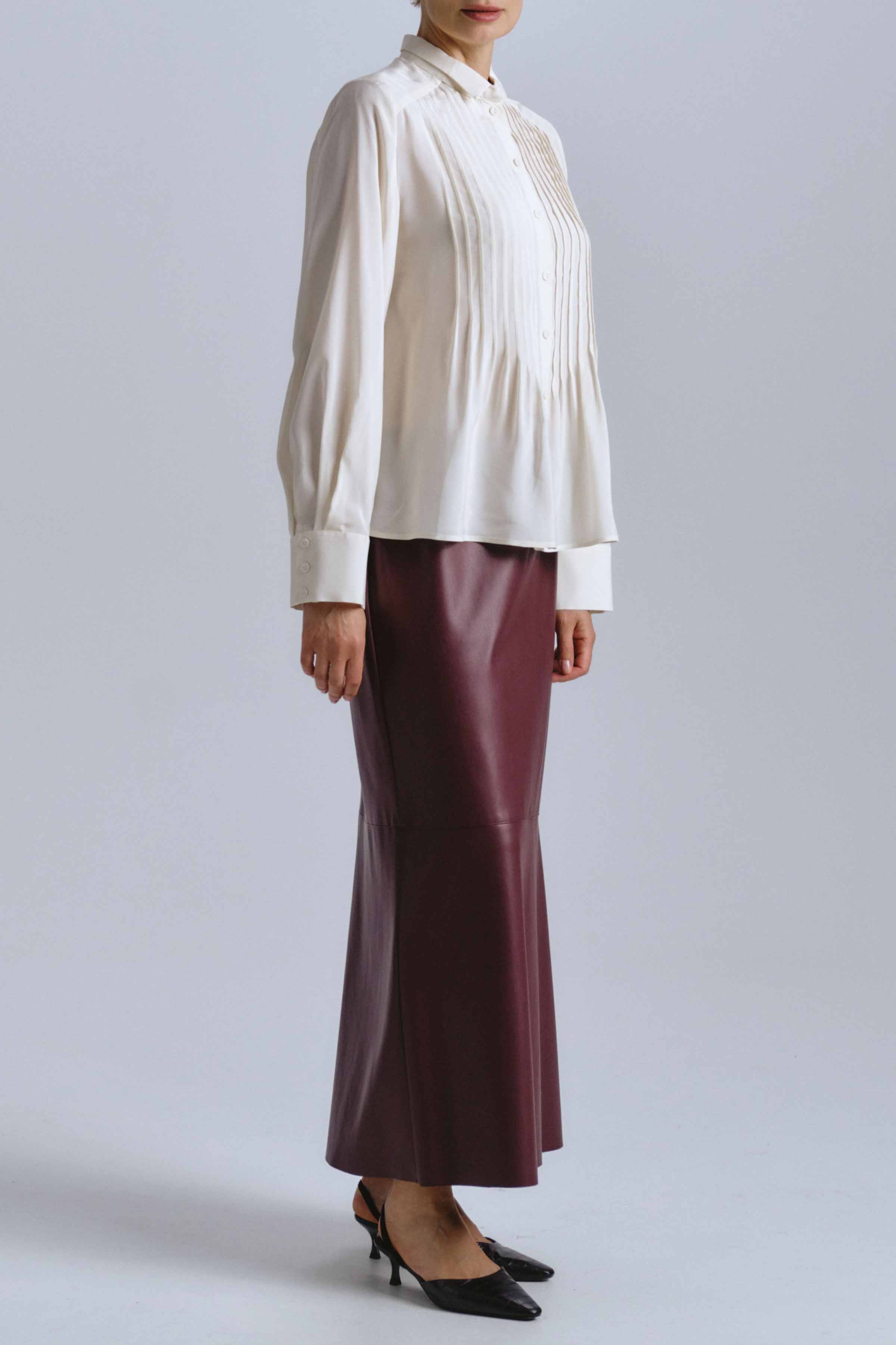 Юбка длинная узкая, кожа